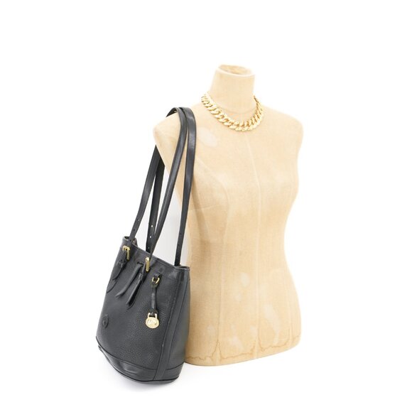 Dooney & Bourke Vintage Black Bucket Tote 90s Purse All Weather Leather Shoulder - Picture 4 of 13